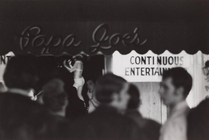 [Copa Joe's Continuous Entertainment Signs Stripper Dancing, Street Crowd Walks By]