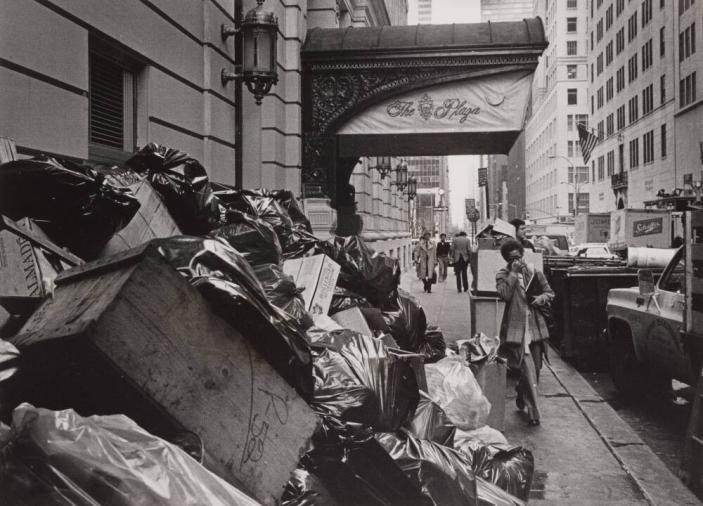 [Side Door of Plaza Hotel During Garbage Strike]