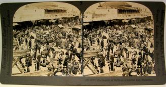 The bazaar of Jaffa on a market day, Palestine