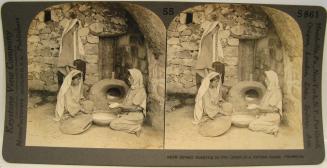 Bread-making in the Court of a Syrian home, Palestine.