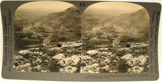 Gerizim and hills of southern Samaria; S. from Mt. Ebal over Syohar, Palestine.
