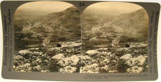 Gerizim and hills of southern Samaria; S. from Mt. Ebal over Syohar, Palestine.