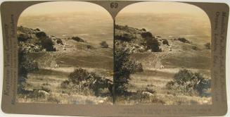 Rock of Elijah's altar on Mt. Carmel; viw N. over Esdraelon Plain, Palestina.