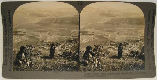 North from Gilboa over Jezreel plain to tyhe Sea of Galilee, Palestine