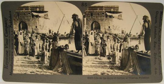 Life on the shore of Galilee, at Tiberias, Palestine.