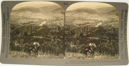 In beautiful Lebanon - Mt. Hermon and upper Jordan Valley from west, Palestine.