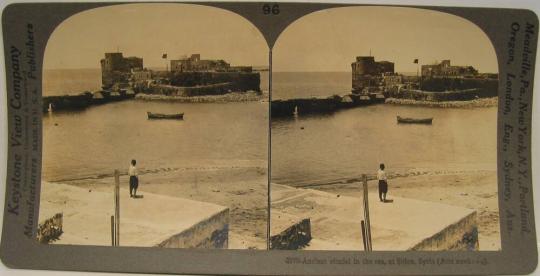 Ancient citadel in the sea, at Sidon, Syria.