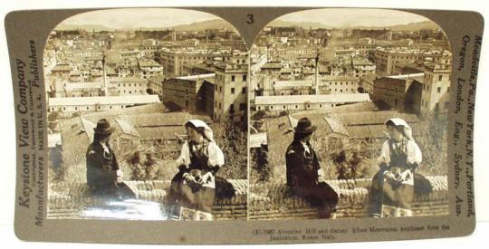 Aventine Hill and distant Alban Mountains - south-east from the Janiculum, Rome