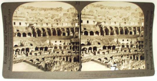 Stupendous interior of the Colosseum - dens beneath the arena and sweep of arcades where 50,000 people sat - Rome