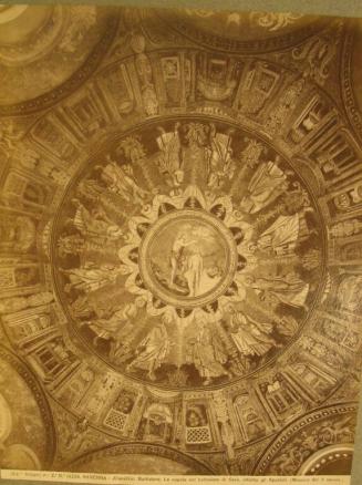 Mosaic Ceiling, two central figures surrounded by twelve apostles.