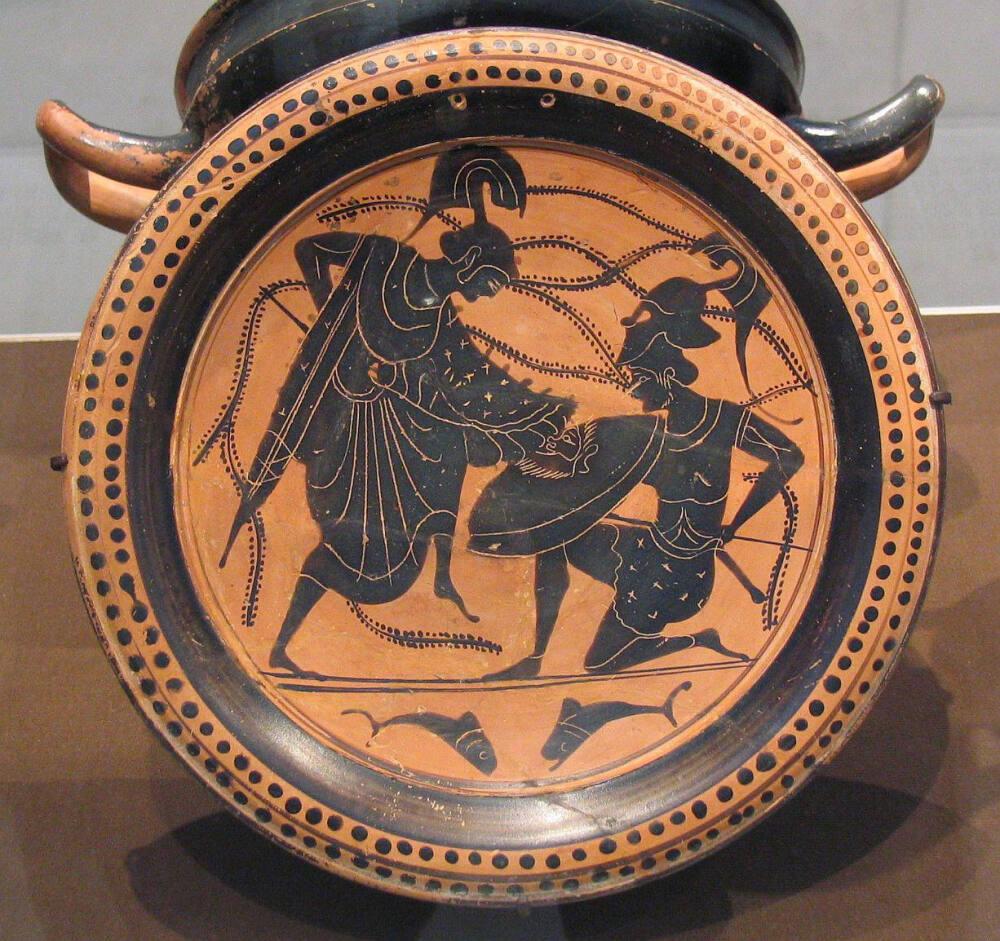 Plate with Athena and Enkelados in Battle | All Works | The MFAH 
