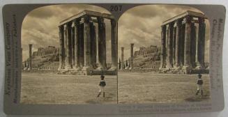 Splendid Columns of Temple of Olympian Zeus and the Acropolis in the distance, Athens, Greece.