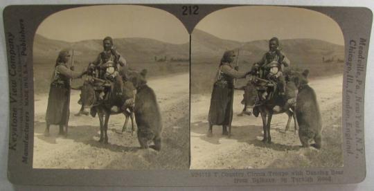 Country Circus Troupe with Dancing Bear from Balkans, on Turkish Road