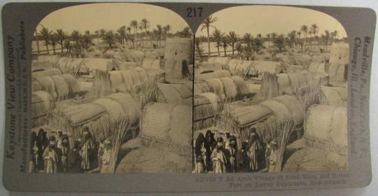 An Arab Village of Reed Mats, and Round Fort on Lower Euphrates, Mesopotamia