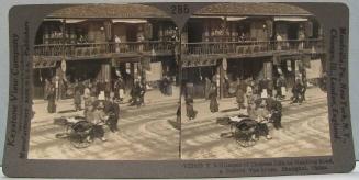 A Glimpse of Chinese Life on Nanking Road, a Native Tea-house, Shanghai, China.