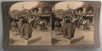 Before Earthquake of 1923-Shops and Crowds of Batsumati St., Yokohama, Japan