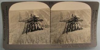 Harvesting in the Great West, Combined Reaper and Thresher, Washington.