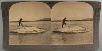 Angling from Hot Spring Cone at Thumb Station, Yellowstone Nat. Park, Wyo.