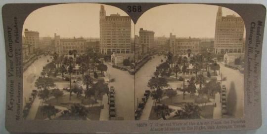 General View of the Alamo Plaza, the Famous Alamo Mission to the Right, San Antonio, Texas.