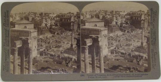 Temple of Vespatian, Arch of Septimius Severus-E. from Capitol-Forum, Rome, Italy.