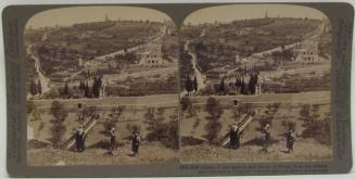 Garden of Gethsemane and Mount of Olives, from the eastern wall-Jerusalem, Palestine.
