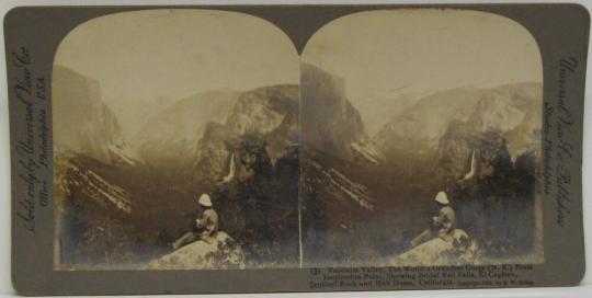 Yosemite Valley, The World's Grandest Gorge (N. E.) From Inspiration Point, Showing Bridal Veil Falls, El Capitan, Sentinel Rock and Half Dome, California.