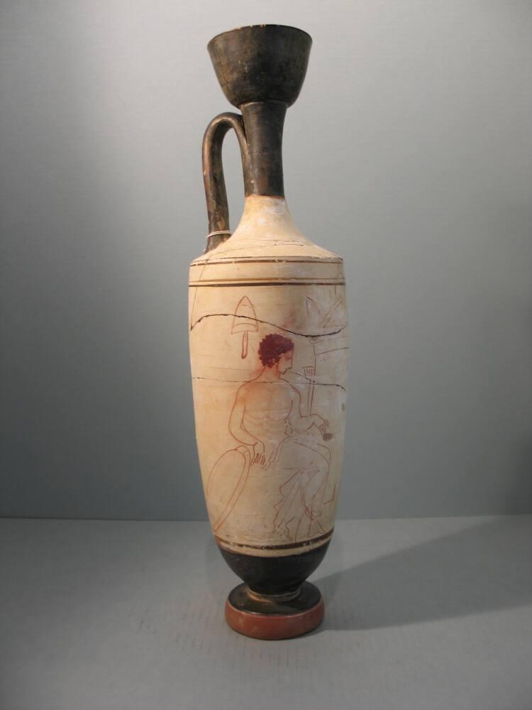 White Ground Lekythos with Young Soldier and Woman All Works The