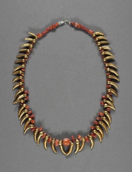 Carnelian and Gold Claw Necklace