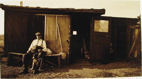 Mr. Oscar Bennet and Dog, Parrsboro, Nova Scotia