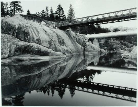 Bridge and Pipe, San Joaquin River, Mono Hot Springs, California