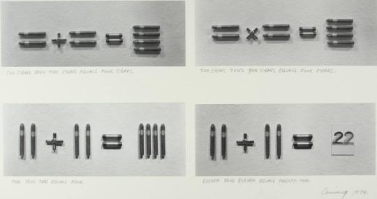 Two cigars plus two cigars equals four cigars. Two cigars times two cigars equals four cigars. Two plus two equals four. Eleven plus eleven equals twenty-two.